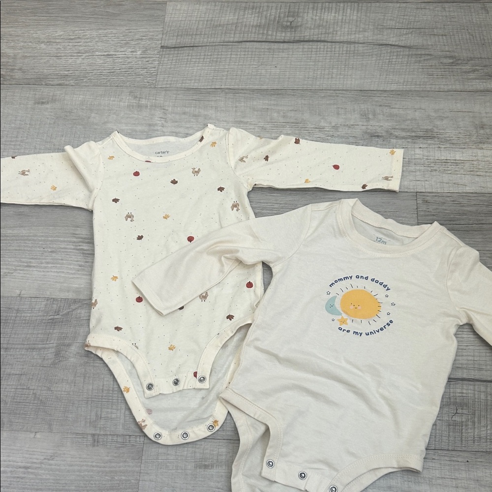 Cream and White Baby Bodysuit Set